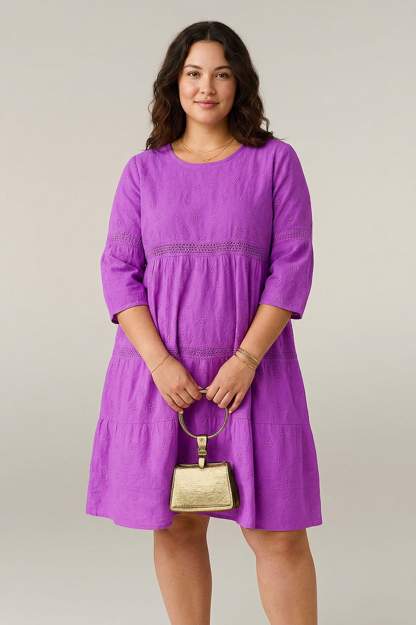 Dorothy Linen Round Neck Midi Dress – view 2