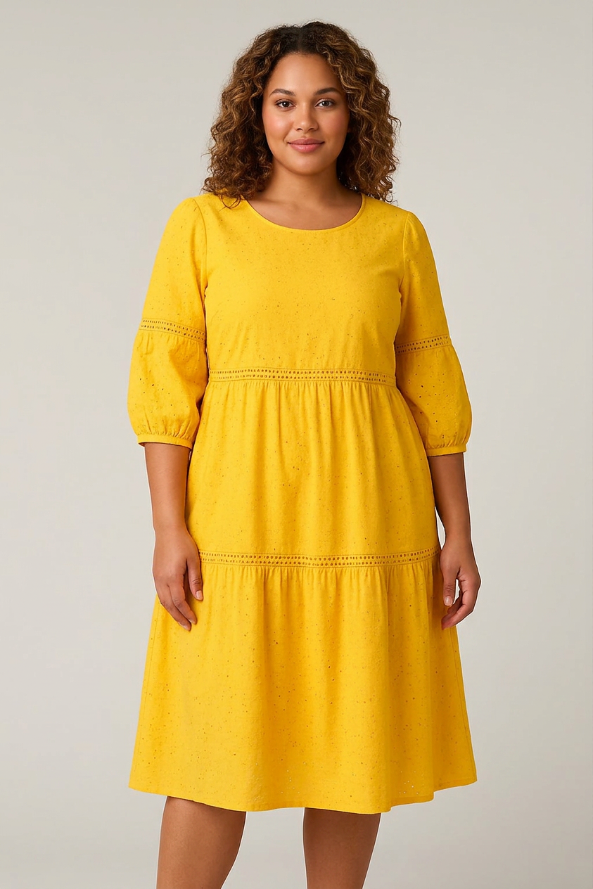 Dorothy Linen Round Neck Midi Dress – view 4