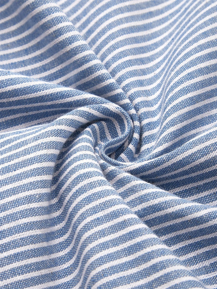 Justine | Striped Round Neck Midi Dress