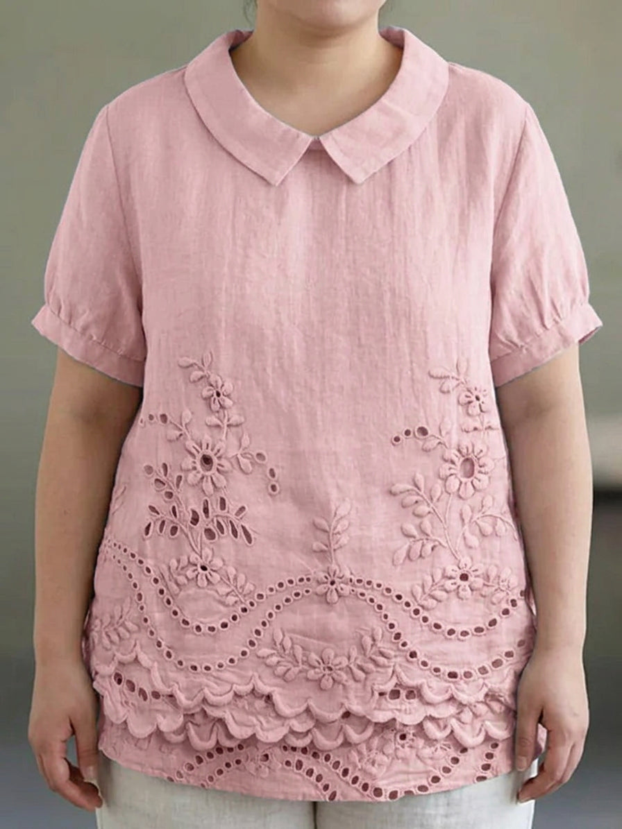Mariah | Cotton Floral Collared Shirt