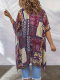 Cynthia | Chiffon Paisley 3/4 Sleeve Longline Kimono