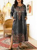 Zoey | Border Print Round Neck Maxi Dress