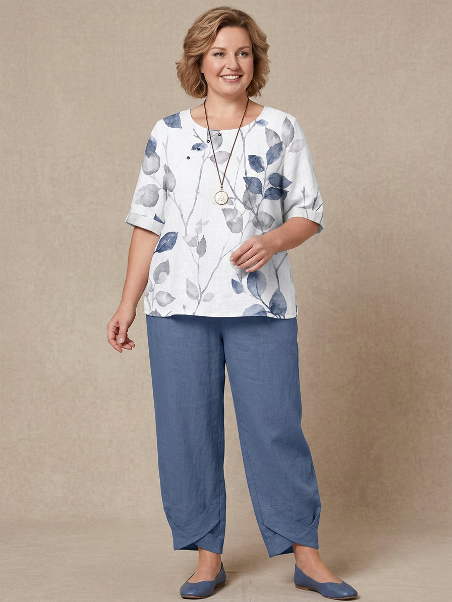 Cheryl | Denim Tropical Two-Piece Set