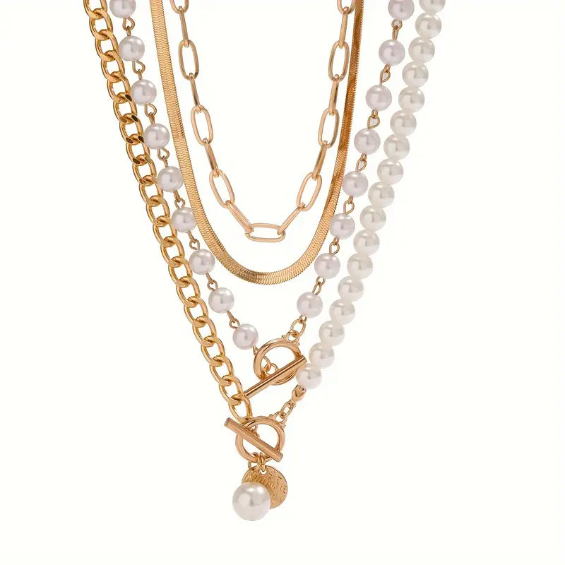 Diane | Layered Pearl Necklace Set for Women