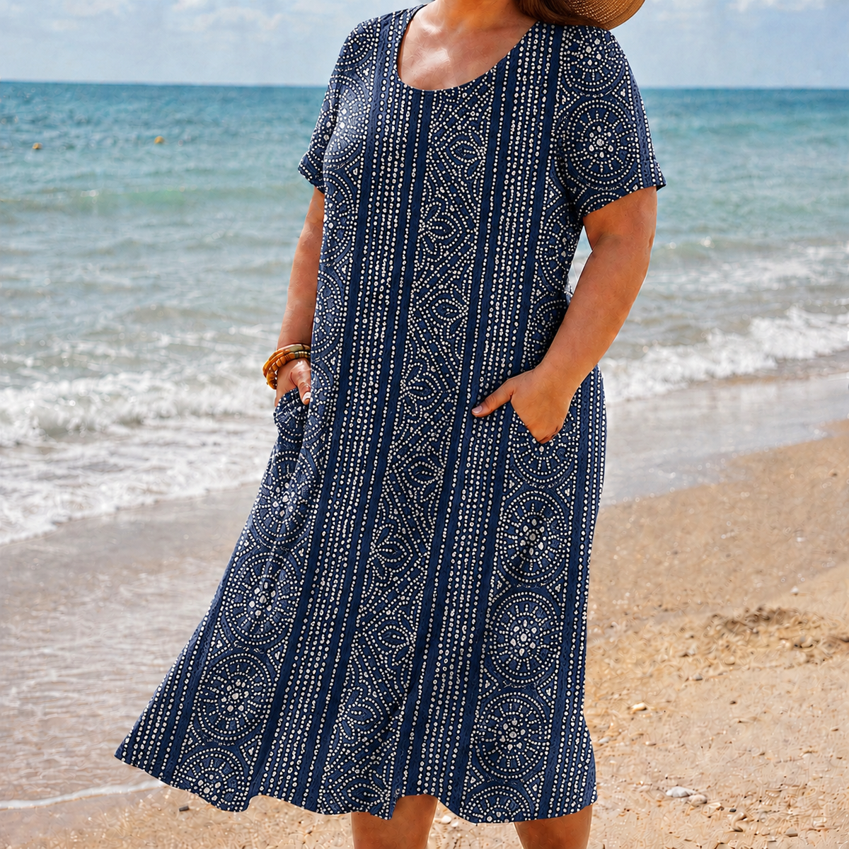 Edith Paisley Round Neck Midi Dress