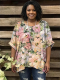Eileen Chiffon Floral V-Neck Kaftan Top