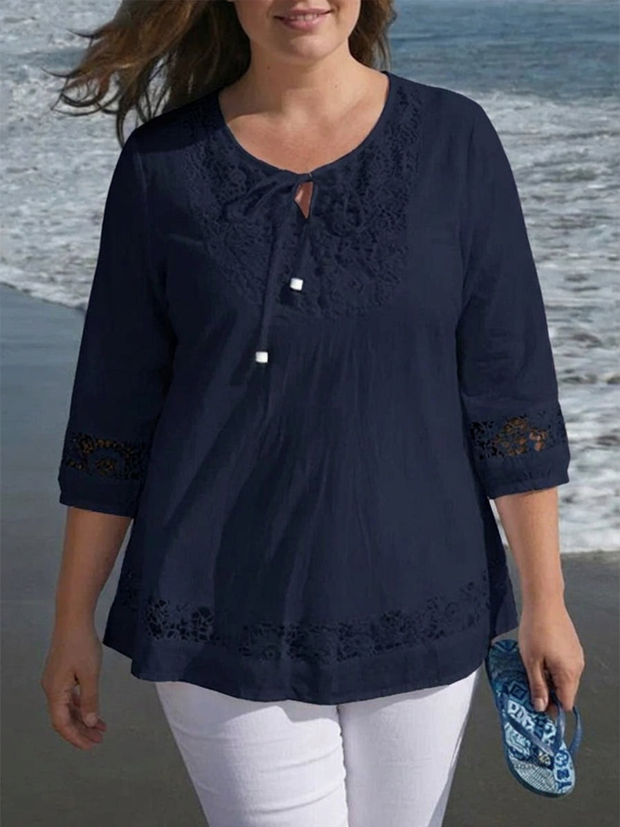 Eleanor Cotton 3/4 Sleeve Top – view 3