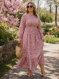Ella Chiffon Floral Round Neck Maxi Dress