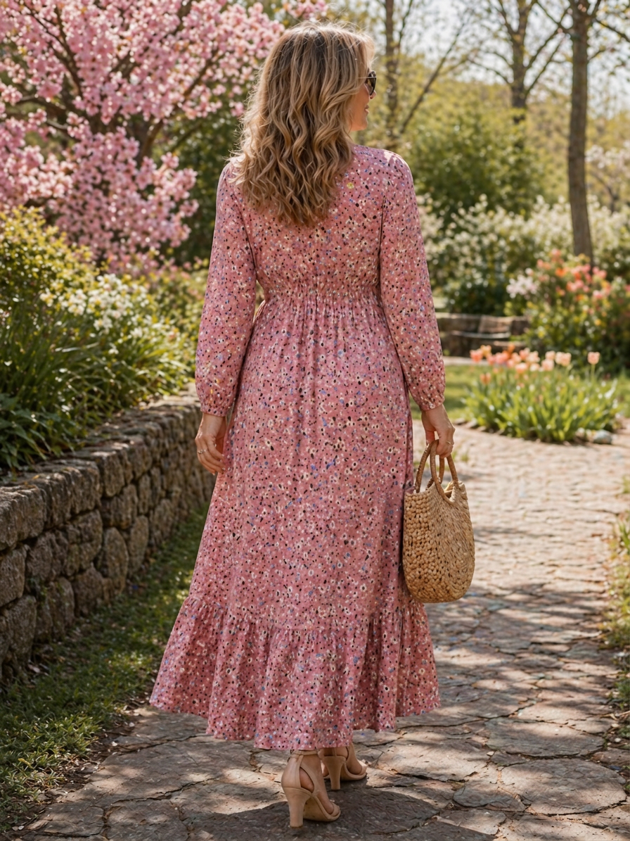 Ella Chiffon Floral Round Neck Maxi Dress – view 2