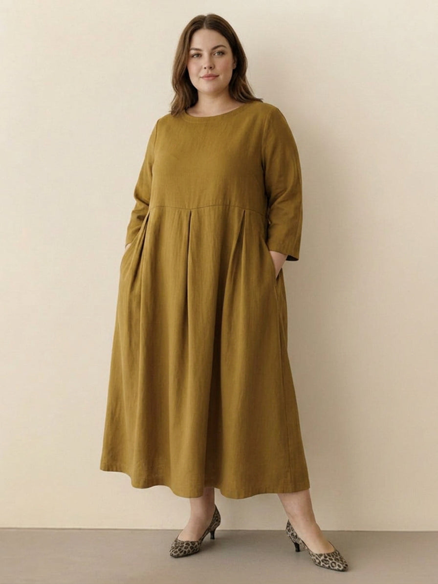 Emerson Linen Round Neck Maxi Dress – view 6