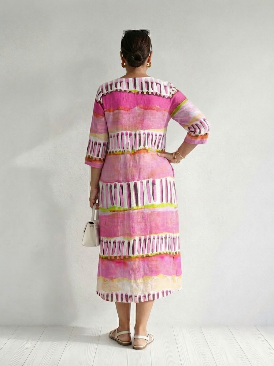 Emilia Striped V-Neck Midi Dress – view 4