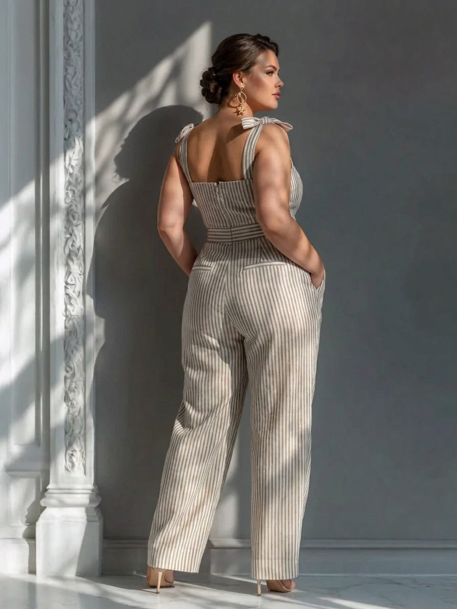 Jill | Striped Square Neck Jumpsuit