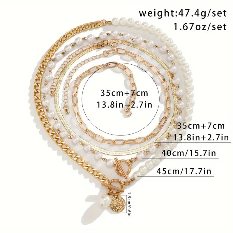 Diane | Layered Pearl Necklace Set for Women