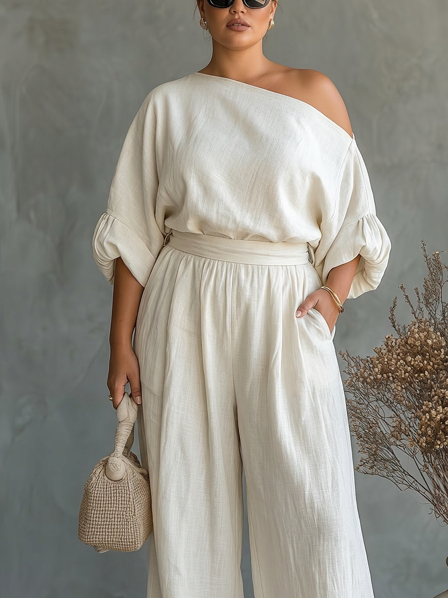Lisa | Linen Off-Shoulder Two-Piece Set
