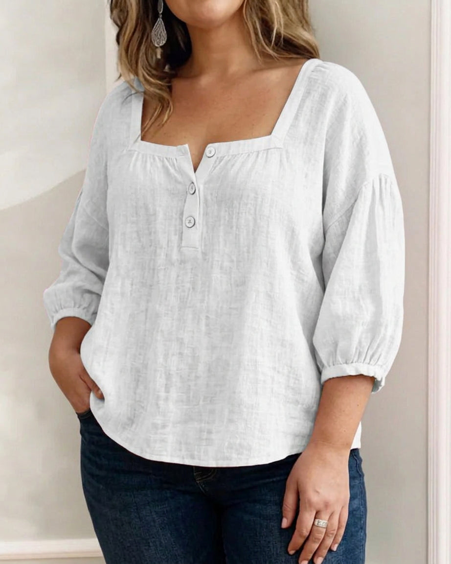 Miranda | Linen Square Neck Blouse