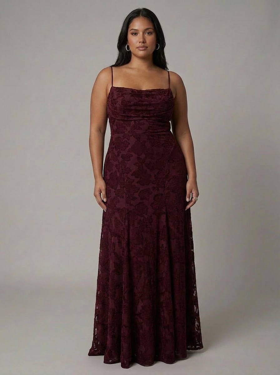 Fallon Lace Floral Cowl Neck Maxi Dress