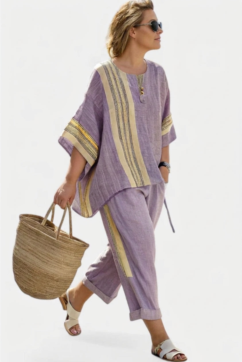 Fallon Linen Striped Two-Piece Set – view 4