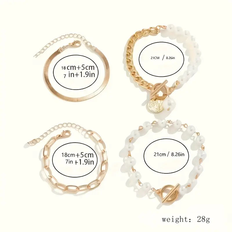 Gloria | Chain Pearl Bracelet Set for Women