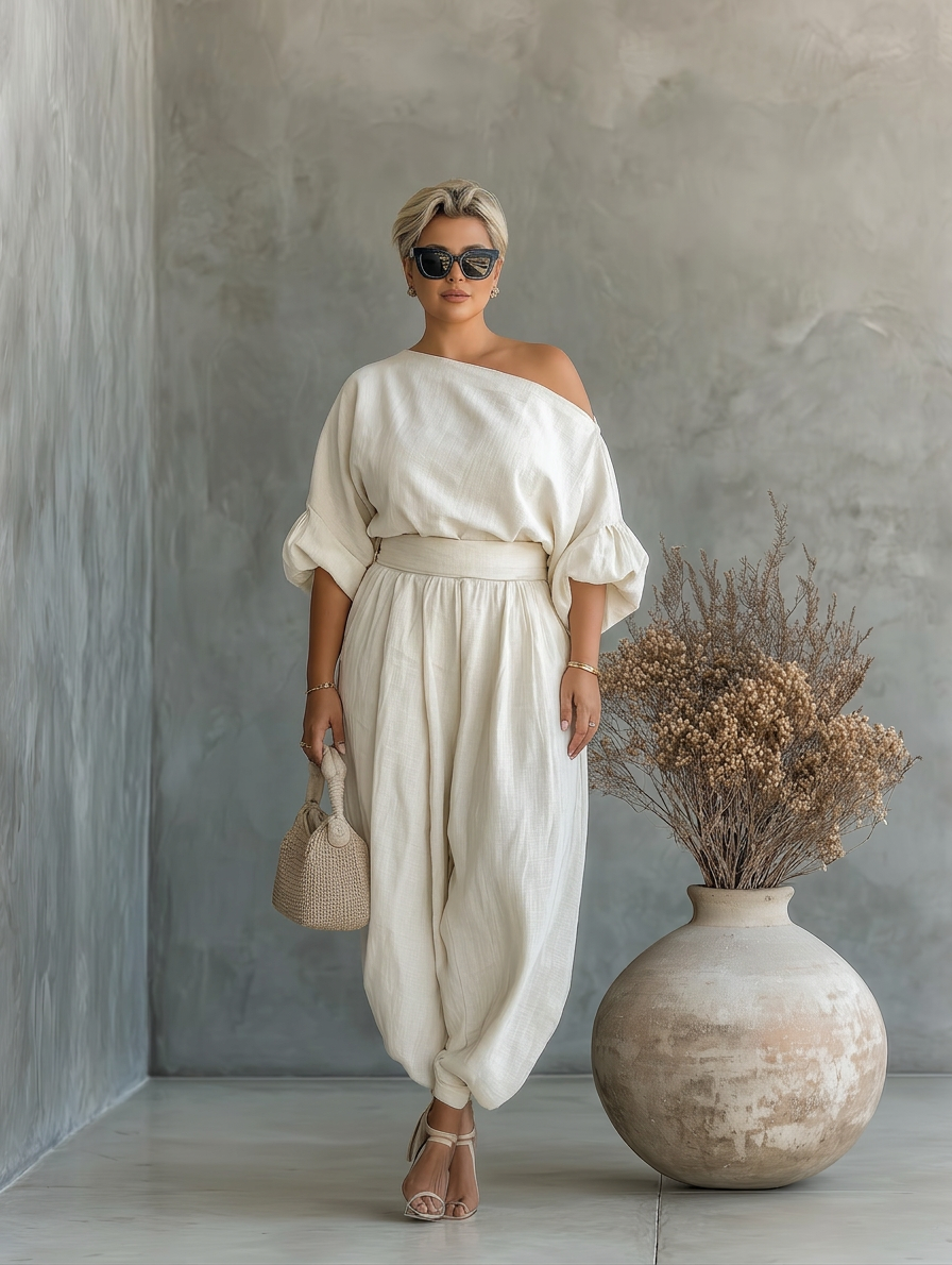 Lisa | Linen Off-Shoulder Two-Piece Set
