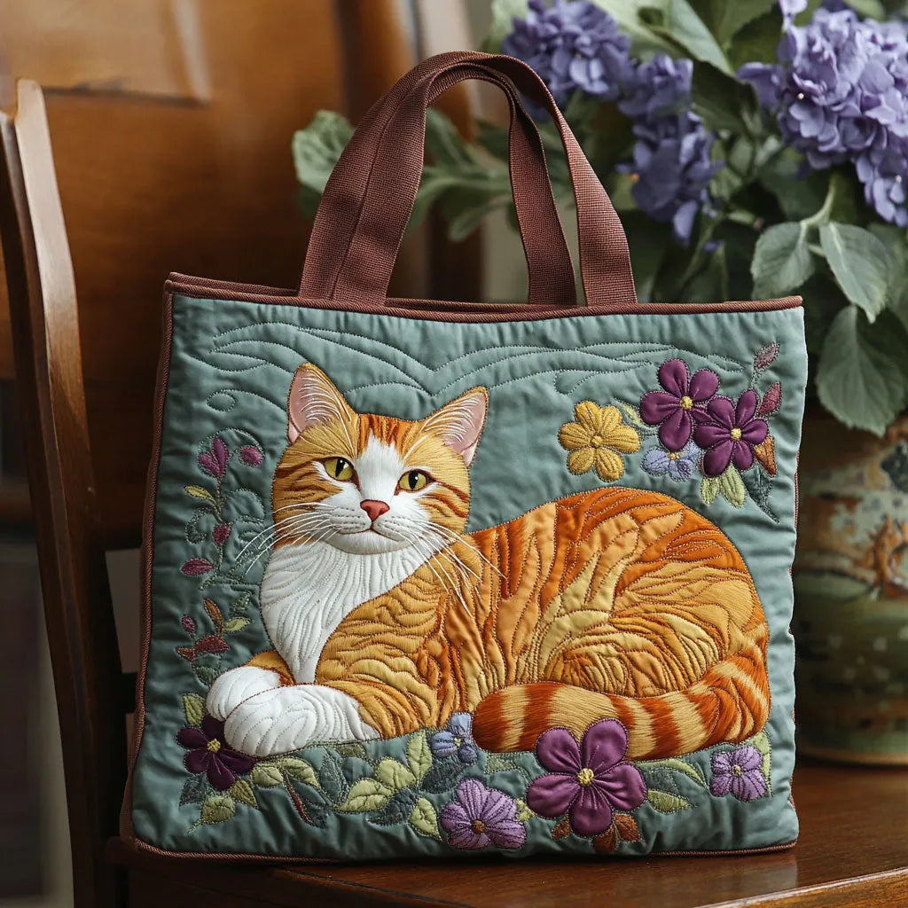 Fiona Ginger Cat Quilted Tote Bag
