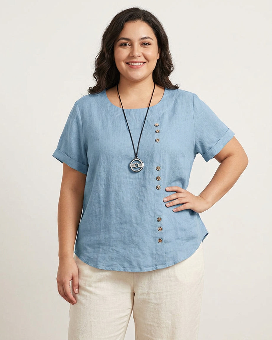 Wendy | Linen Round Neck Blouse
