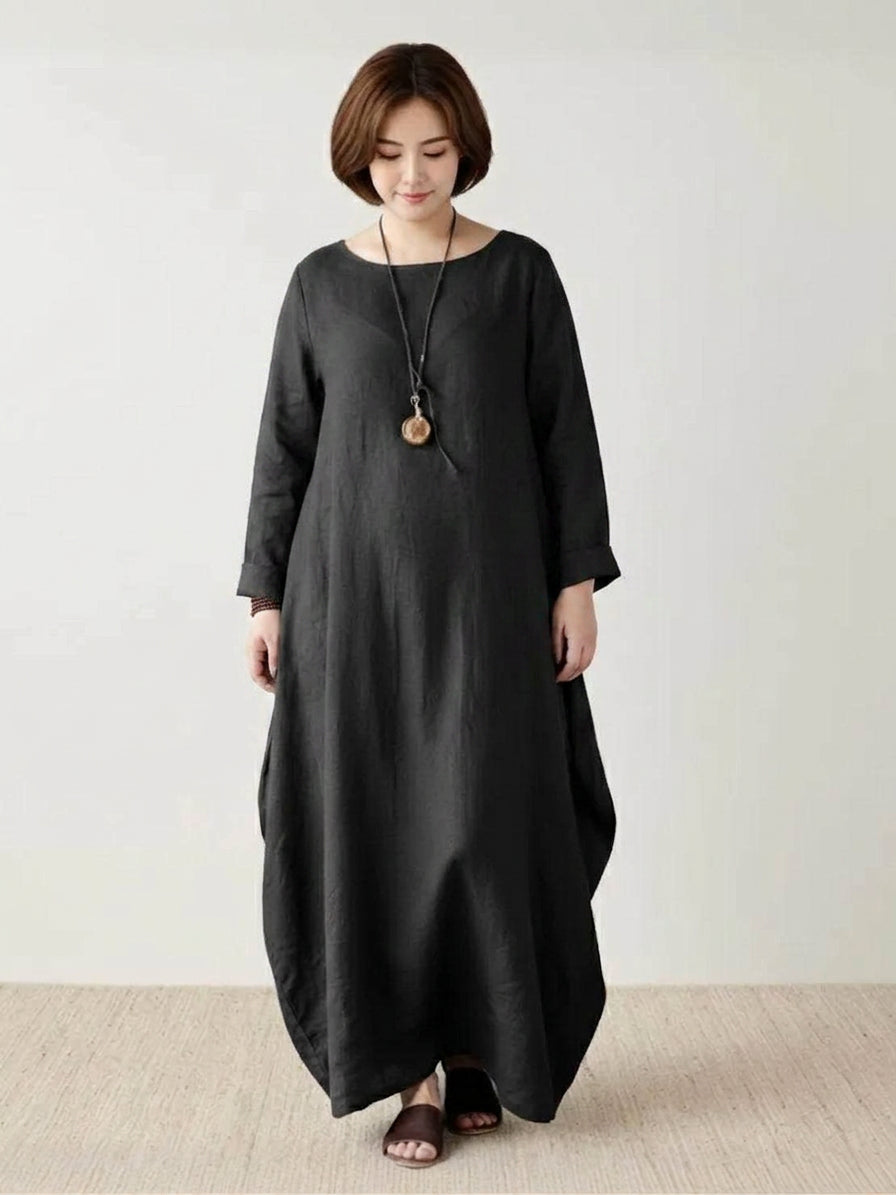 Francesca Linen Round Neck Midi Dress – view 7