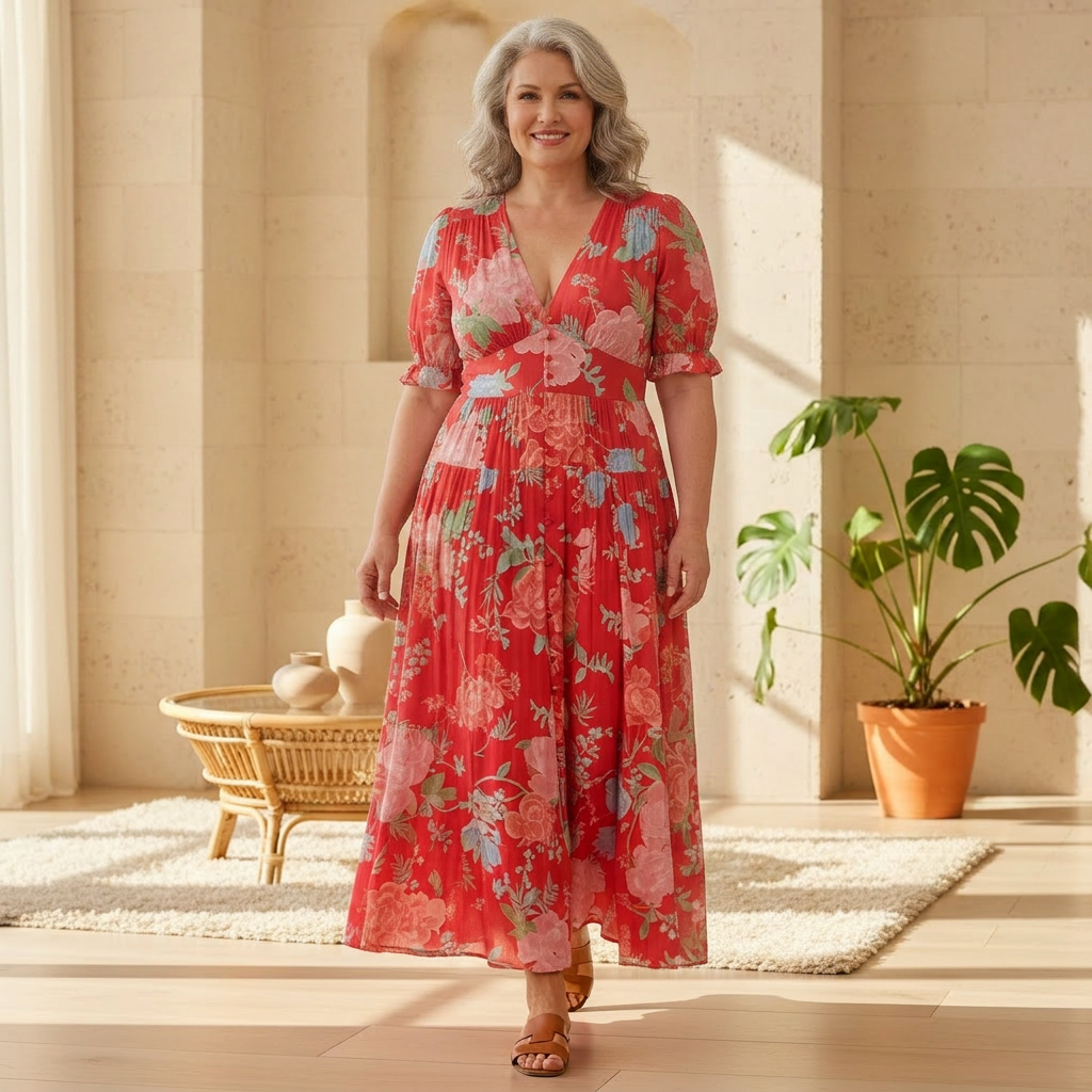 Layla | Chiffon Floral V-Neck Maxi Dress