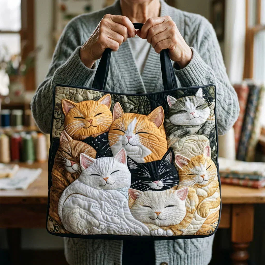 Imogen | Sleeping Cats Quilted Tote Bag