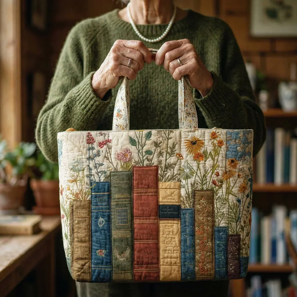 Hailey | Book Spine Quilted Tote Bag