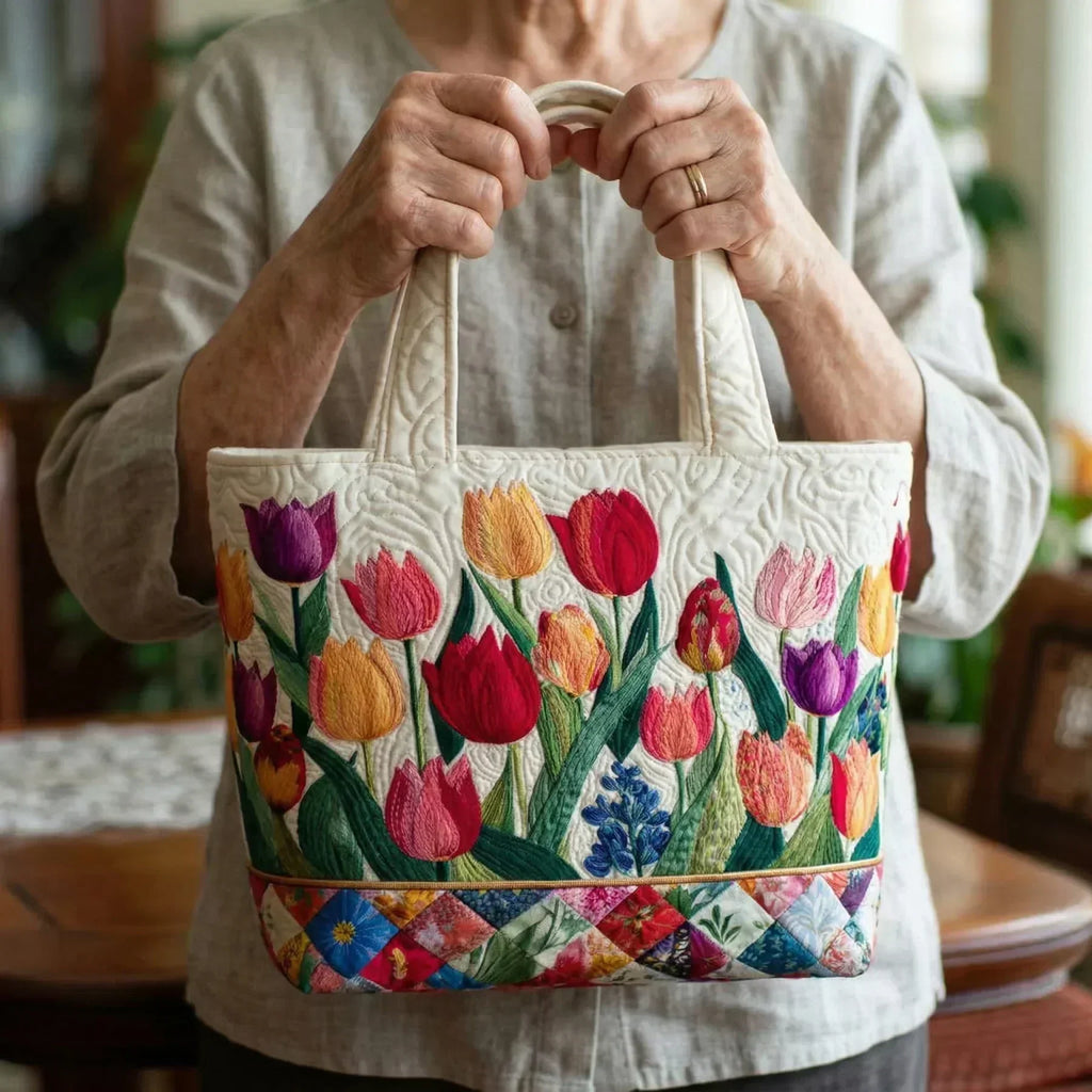 Susan | Tulip Garden Quilted Tote Bag