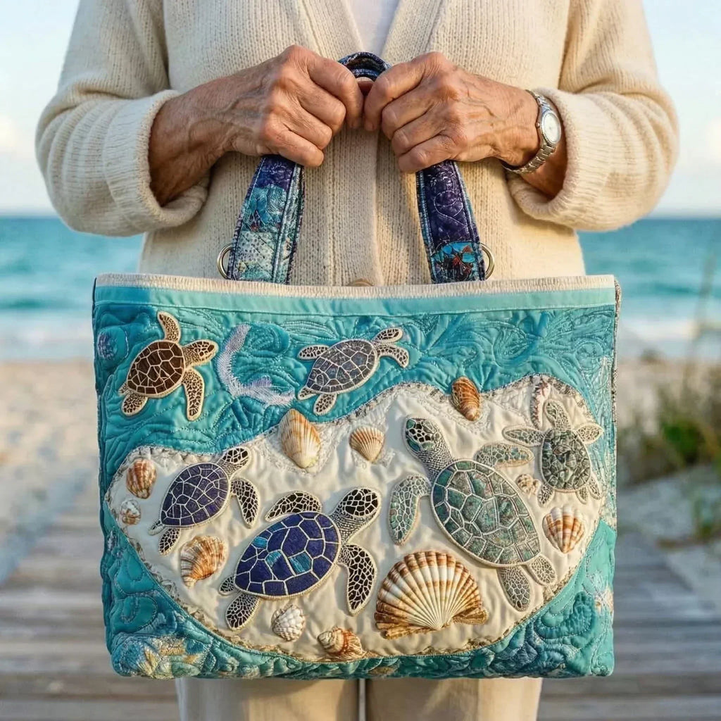 Kendra | Sea Turtle Quilted Tote Bag