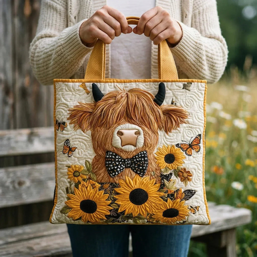 Ruth | Highland Cow Quilted Tote Bag