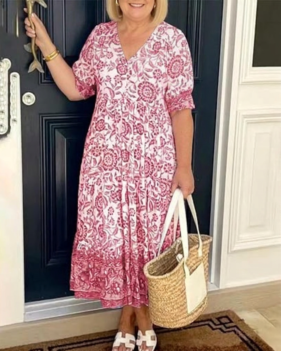 Gail Floral V-Neck Maxi Dress – view 4