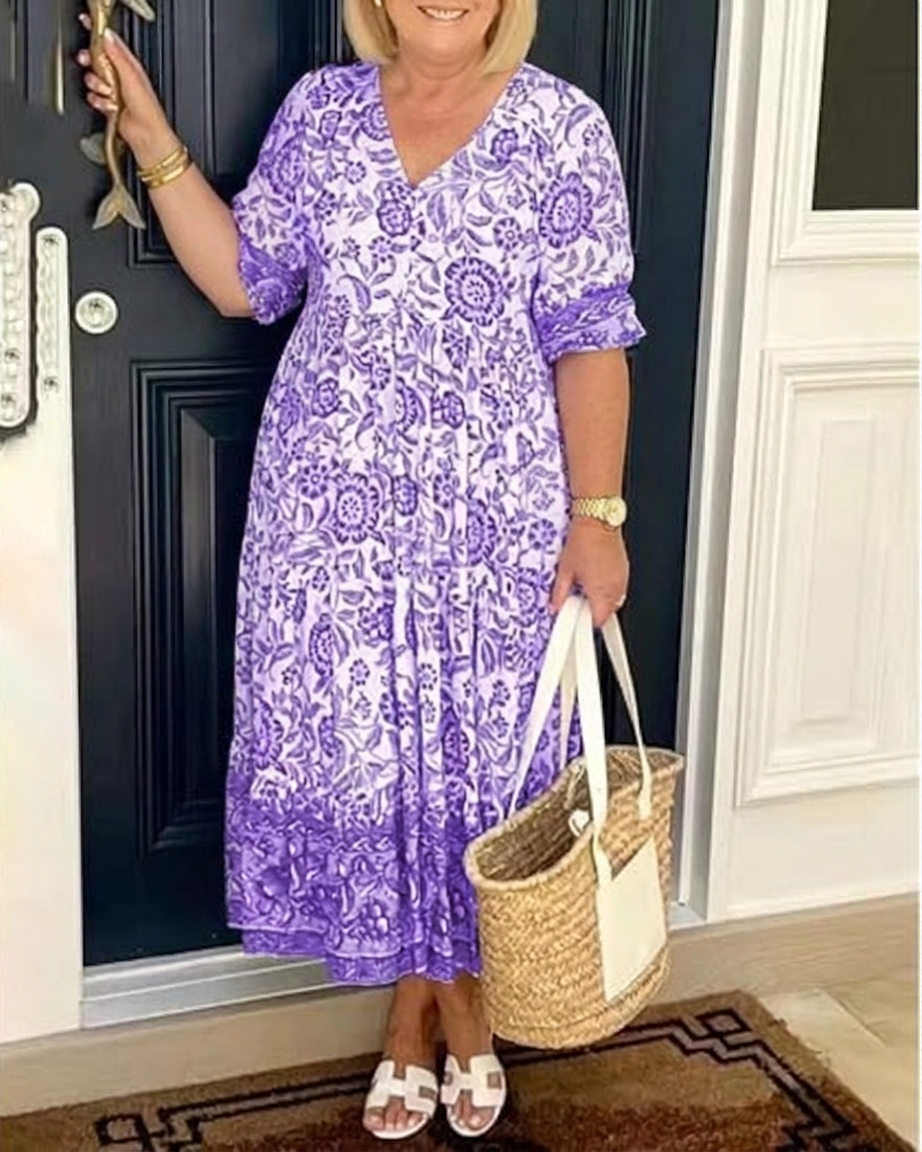 Gail Floral V-Neck Maxi Dress – view 6