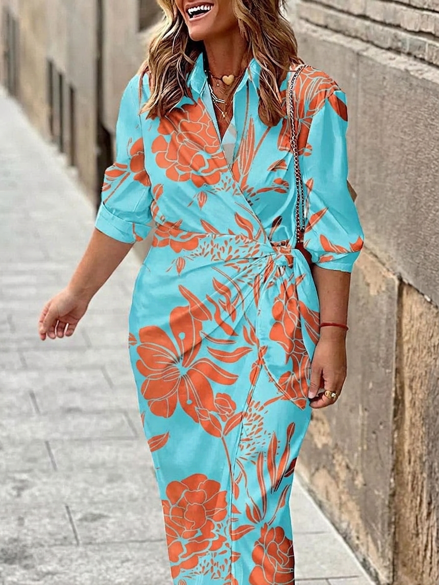 Grace Satin Striped Collared Maxi Dress – view 3