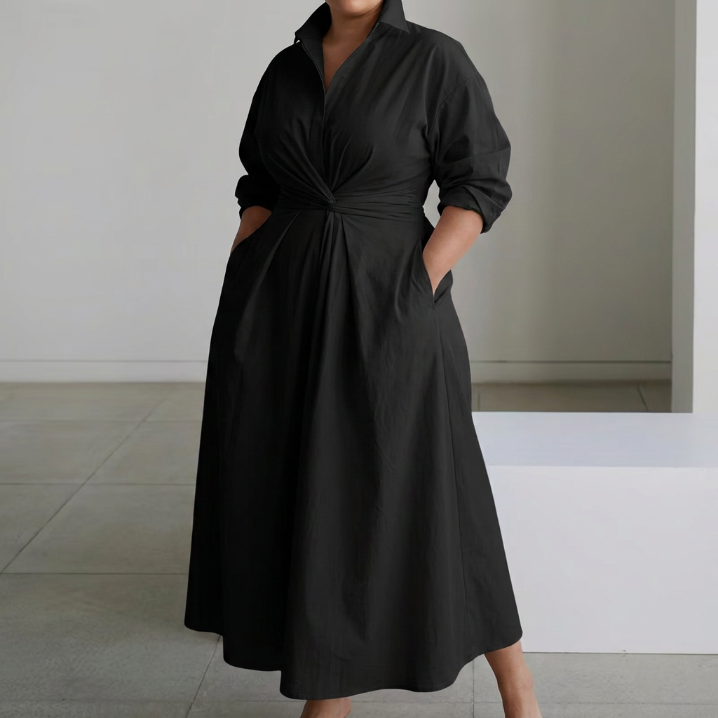 Greta Cotton Mock Neck Maxi Dress