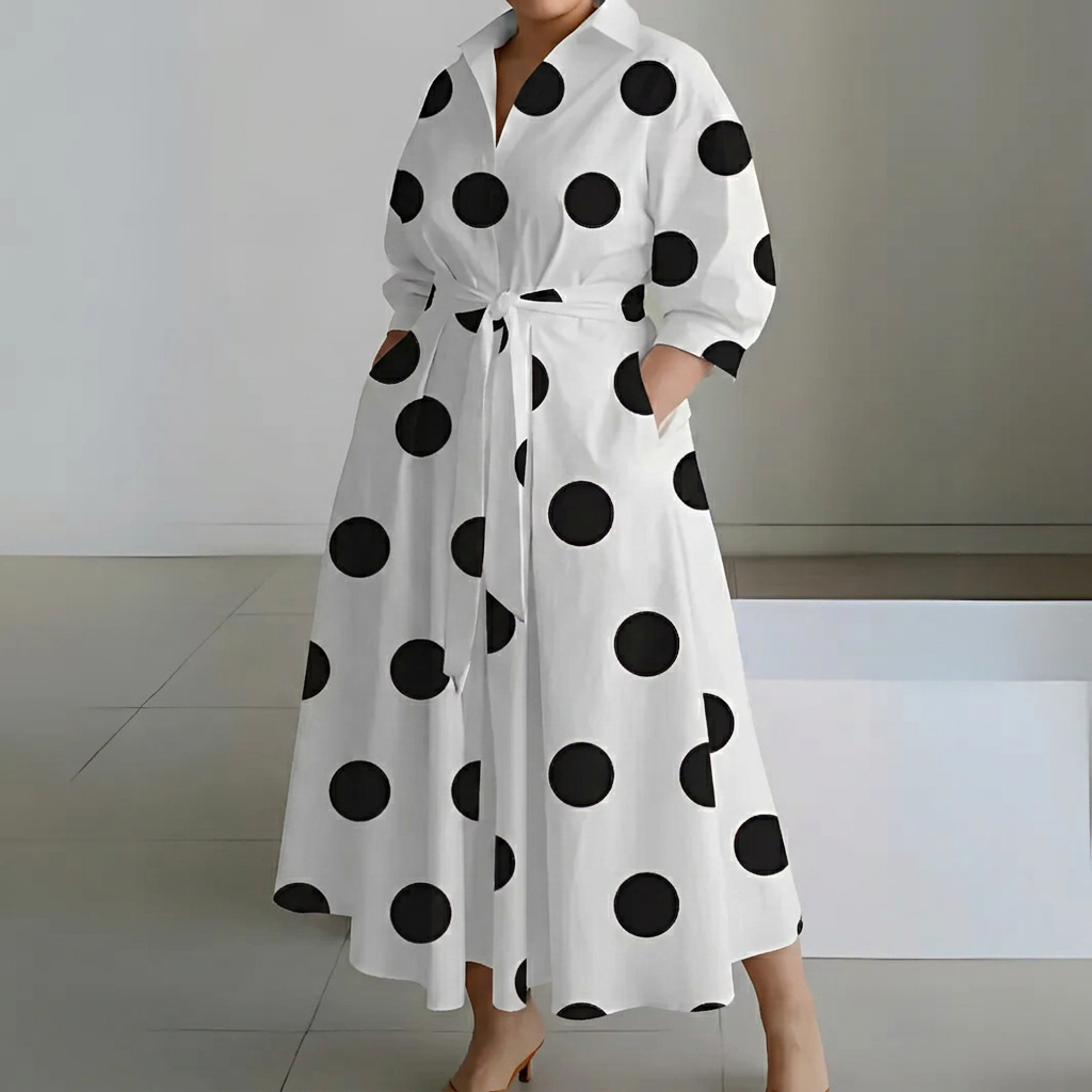 Greta Cotton Mock Neck Maxi Dress – view 3
