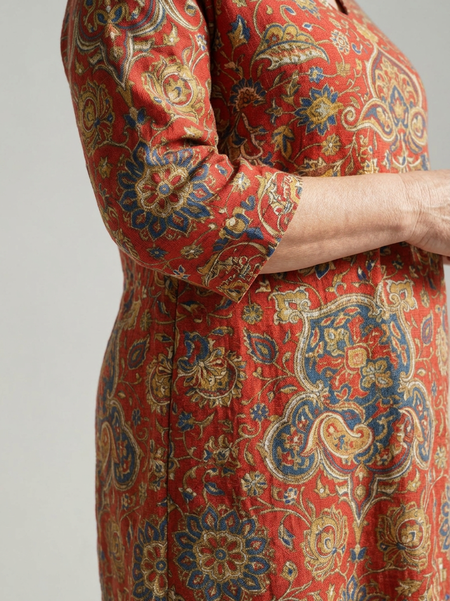 Greta Damask V-Neck Midi Dress – view 2