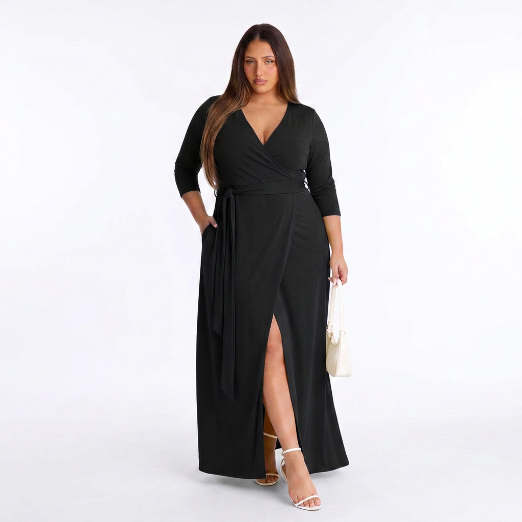 Gwen Knit V-Neck Maxi Dress – view 3