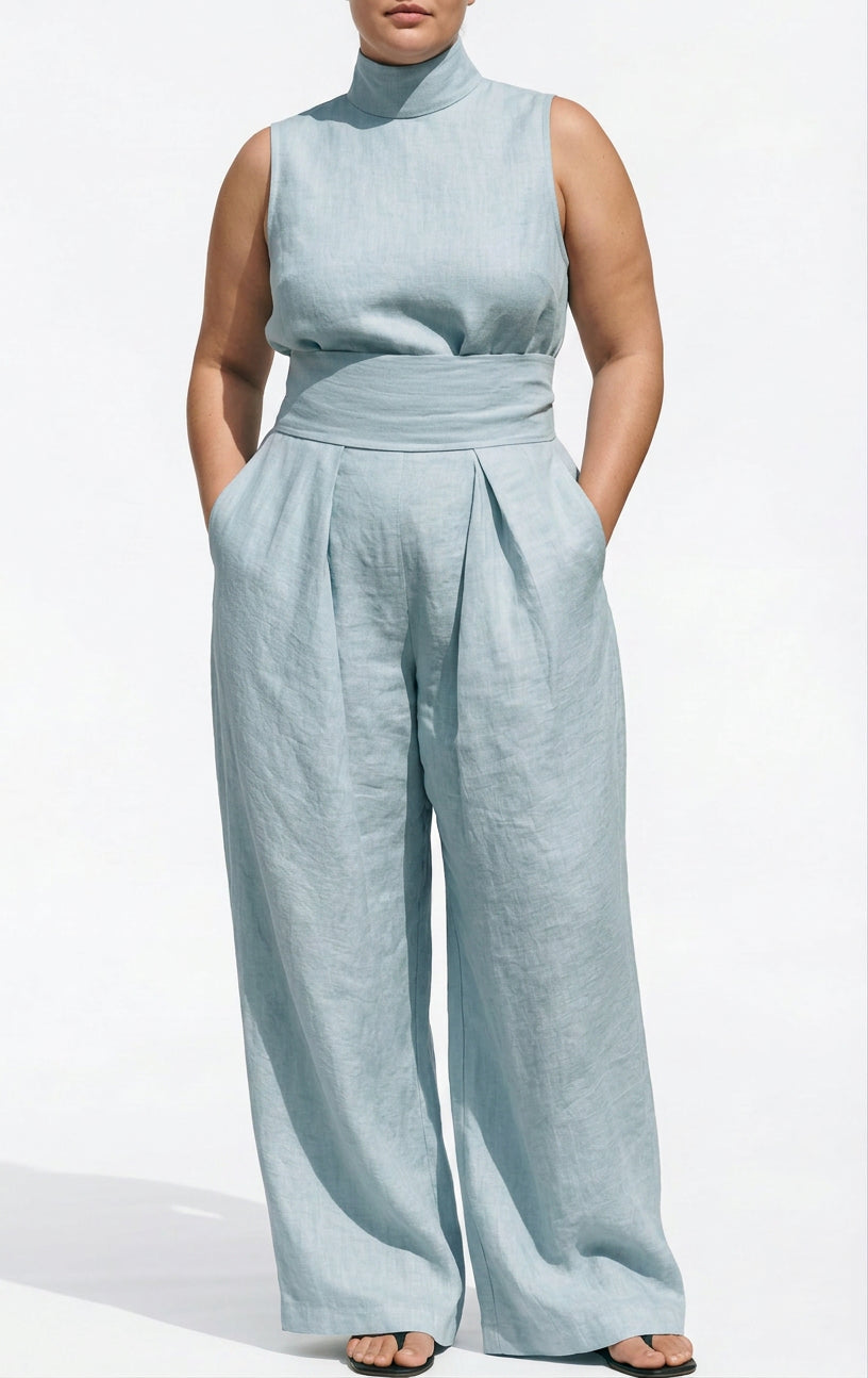 Margaret | Linen Sleeveless Two-Piece Set