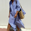 Helena Linen Striped Collared Shirt Dress – view 4