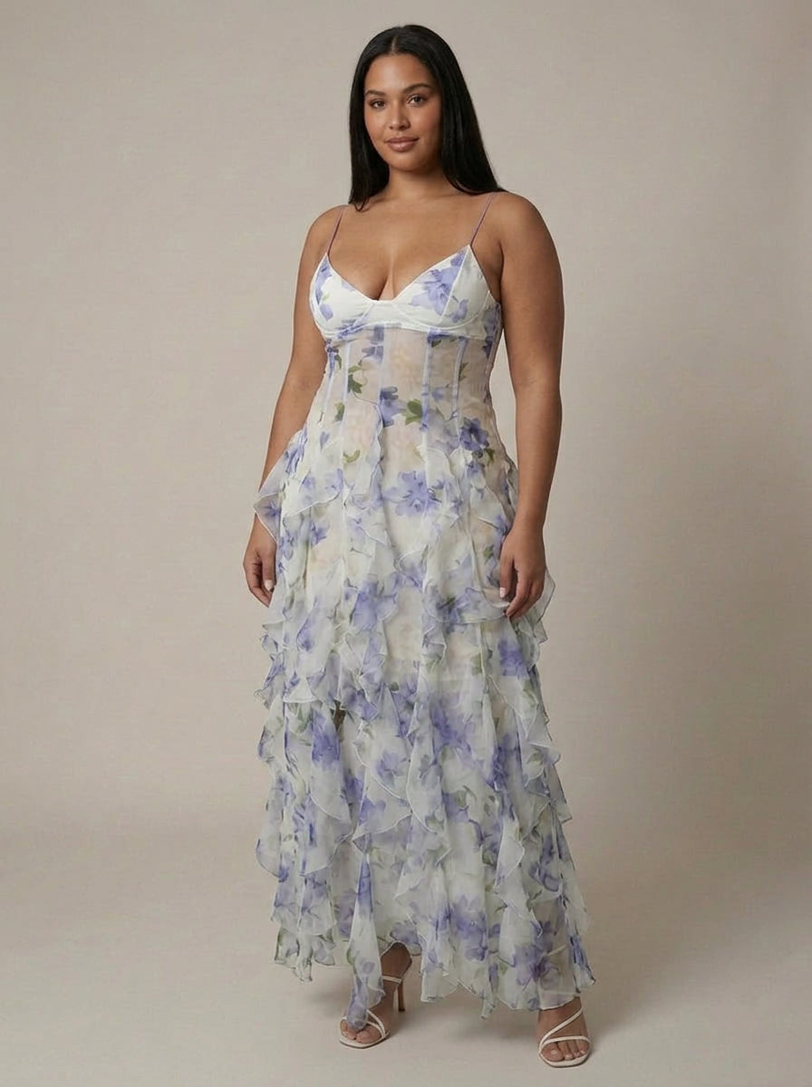 Aria | Floral Sweetheart Maxi Dress