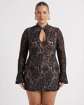 Bailey | Lace Mock Neck Mini Dress