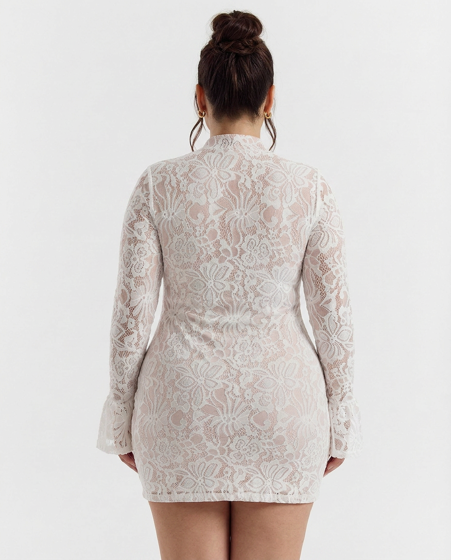 Bailey | Lace Mock Neck Mini Dress