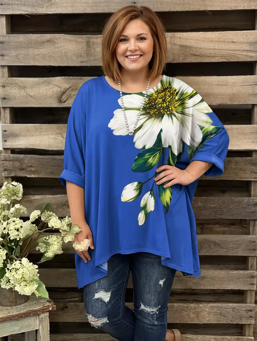 Ingrid Chiffon Round Neck Kaftan Top