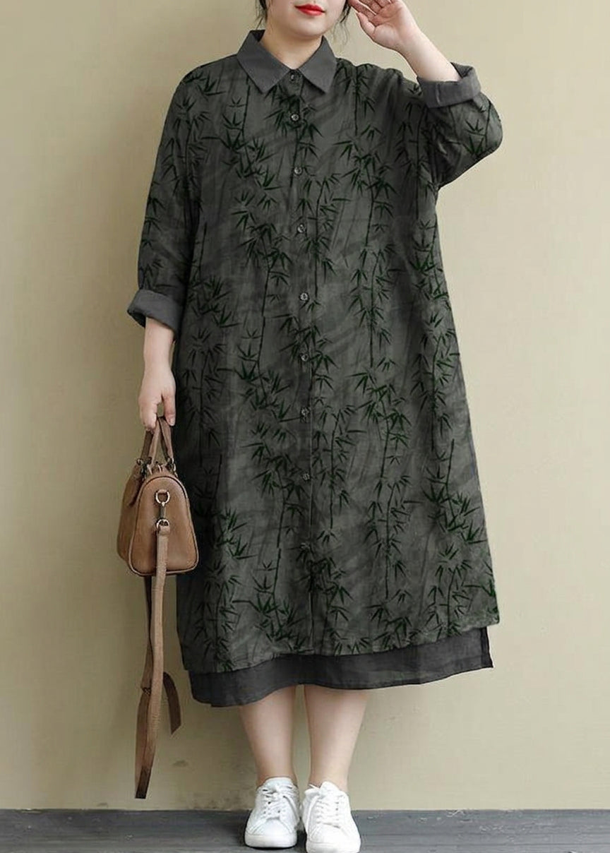 Irene Linen Collared High-Low Maxi Dress – view 10
