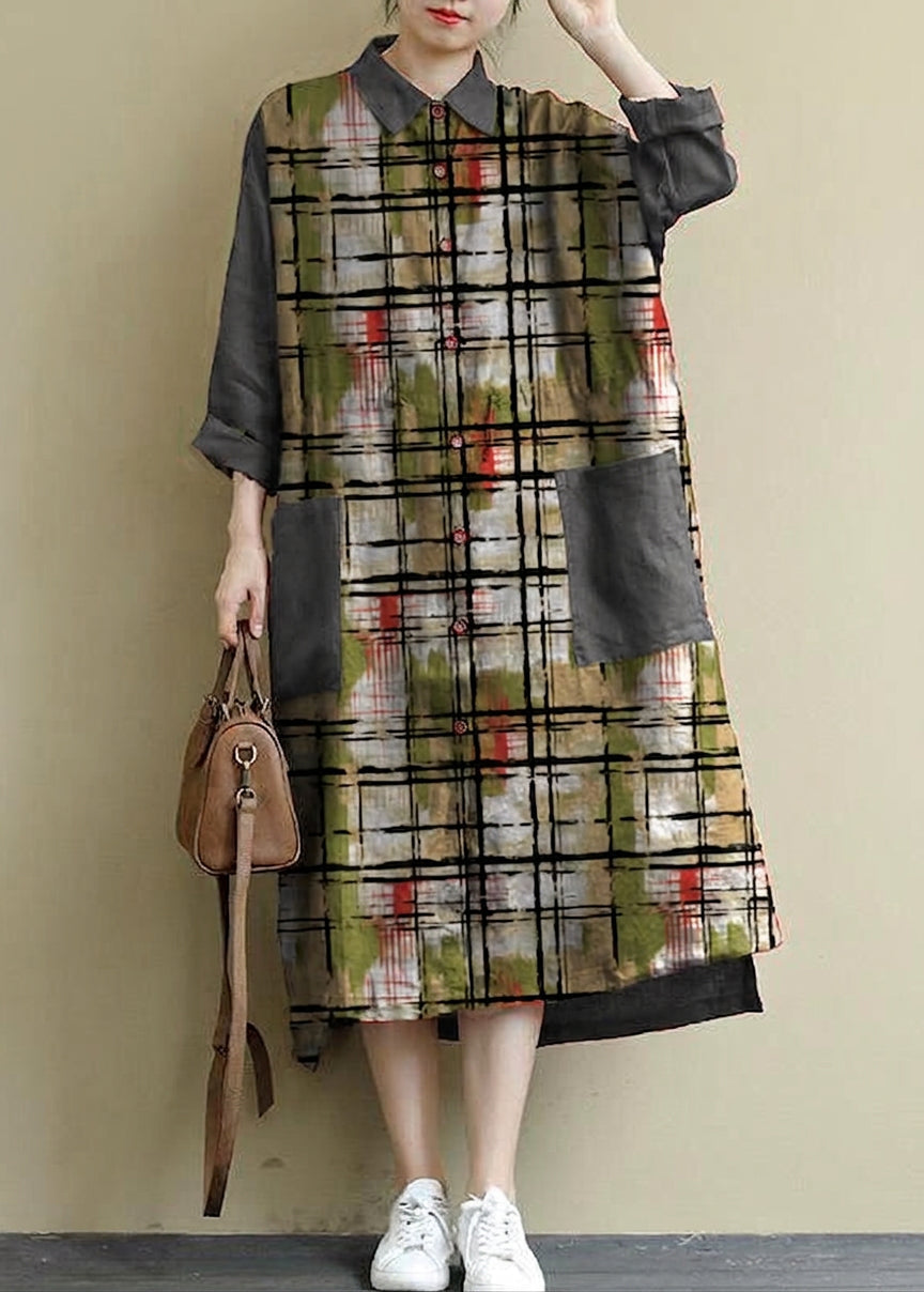 Irene Linen Collared High-Low Maxi Dress – view 12