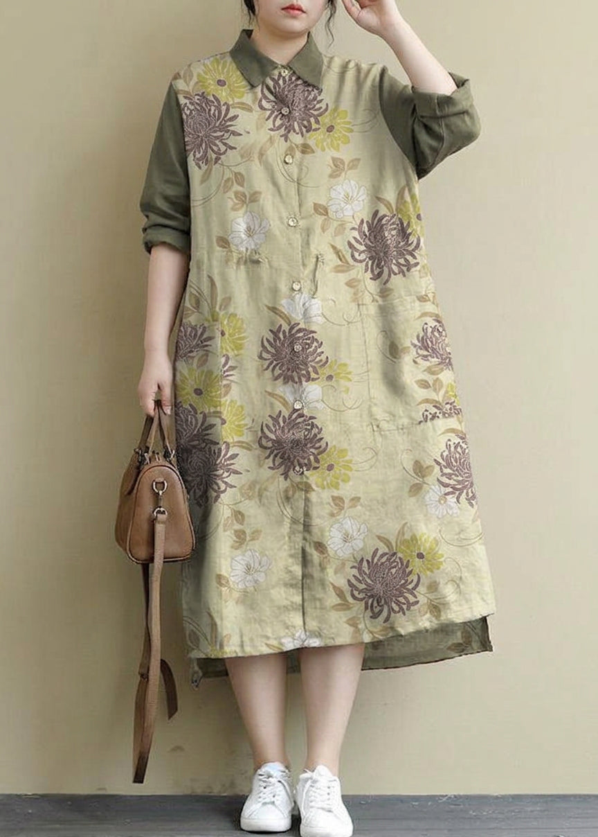 Irene Linen Collared High-Low Maxi Dress – view 13