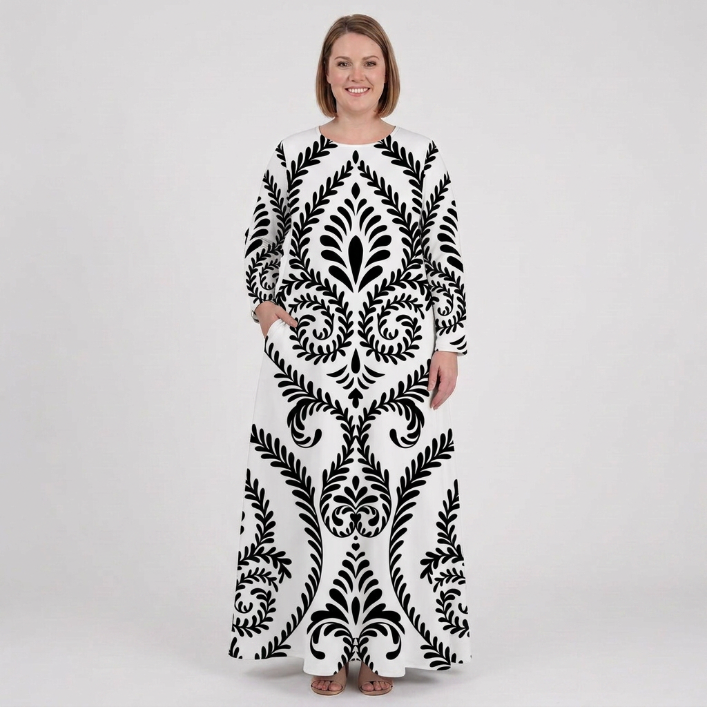 Isla Linen Floral Round Neck Maxi Dress – view 5