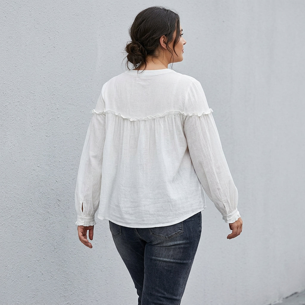 Jacqueline Cotton V-Neck Shirt – view 5